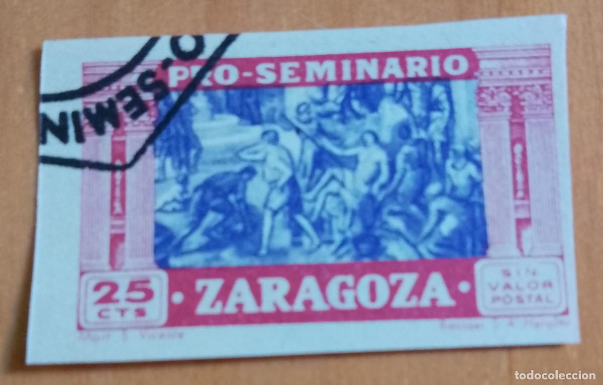 Sellos: 25 PTS - SIN VALOR POSTAL - PRO-SEMINARIO ZARAGOZA - MART. S. VICENTE