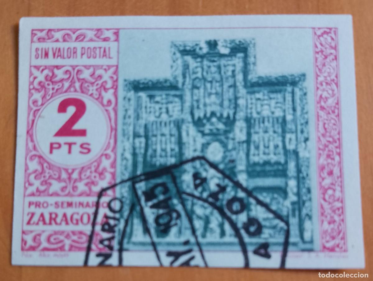 Sellos: 2 PTS - SIN VALOR POSTAL - PRO-SEMINARIO ZARAGOZA - PILAR. ALTAR MAYOR