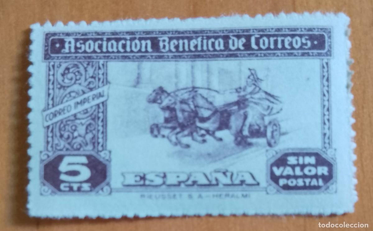 Sellos: 5 CTS - SIN VALOR POSTAL - ASOCIACI&Oacute;N BEN&Eacute;FICA DE CORREOS - CORREO IMPERIAL