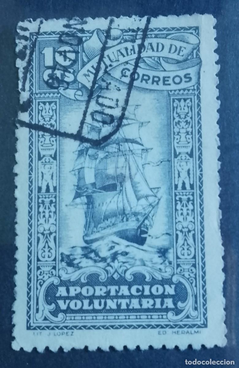 Sellos: 10 CTS - MUTUALIDAD DE CORREOS - APORTACI&Oacute;N VOLUNTARIA - BARCO VELERO