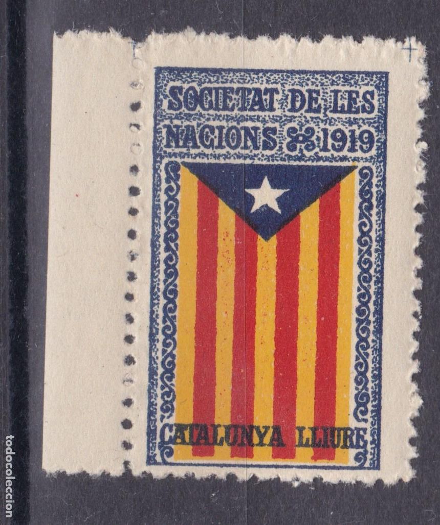 Sellos: AA14-Vi&ntilde;etaa SOCIETAT DE LES NACIONS . CATALUYA LLIURE ** Sin Fijasellos. Perfecta