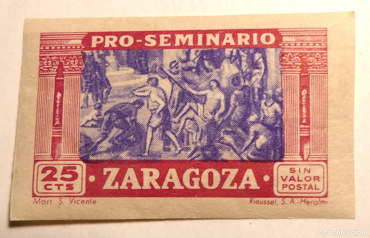 Sellos: Vi&ntilde;eta ben&eacute;fica Pro-Seminario Zaragoza 25 centimos
