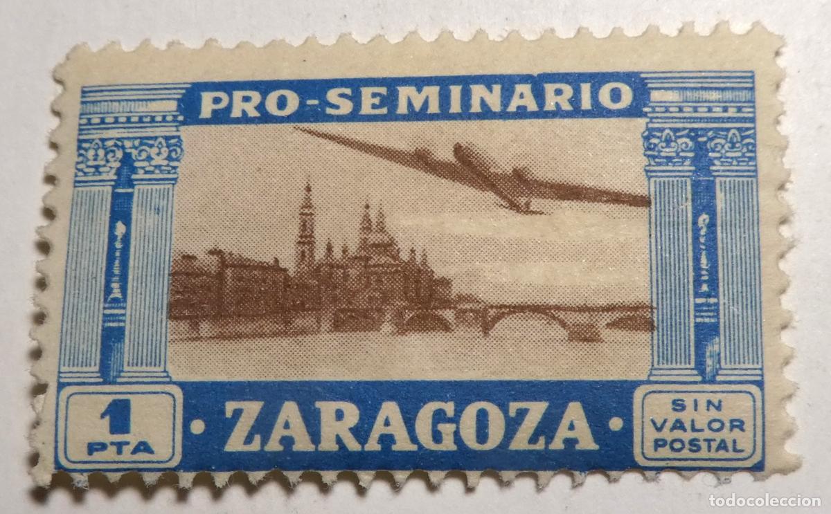 Sellos: Vi&ntilde;eta ben&eacute;fica Pro-Seminario Zaragoza 1 Peseta