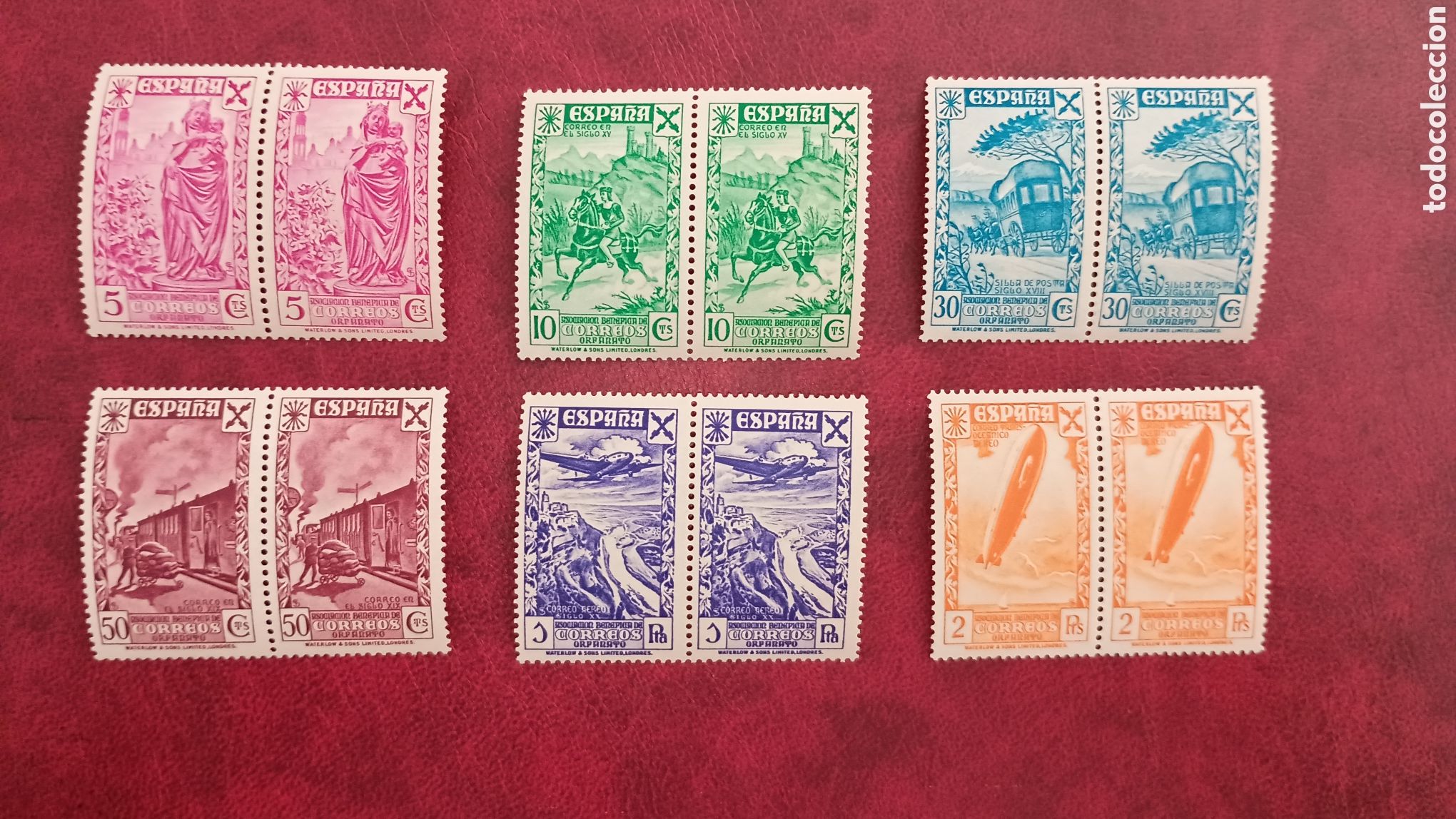 Timbres: ESPA&Ntilde;A 1938 BENEFICENCIA HU&Eacute;RFANOS DE CORREOS - CAT&Aacute;LOGO EDIFIL 21/26 PAREJAS - NUEVOS MNH