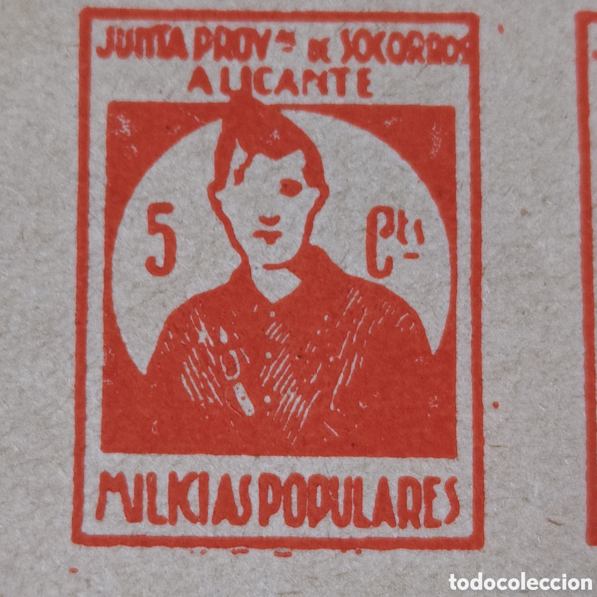 Sellos: cpx RARO Alicante Milicias Populares Junta Socorros B4 SIN OJO IZQUIERDO Allepuz 9 VER DESCRIPCI&Oacute;N