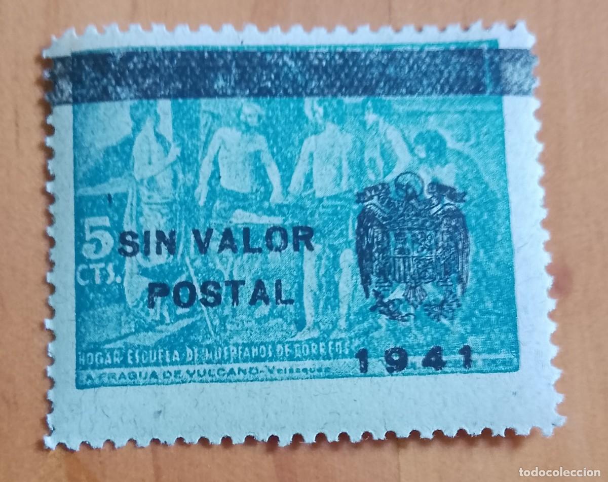 Sellos: 5 CTS - FRAGUA DE VULCANO, VEL&Aacute;ZQUEZ - HOGAR ESCUELA HU&Eacute;RFANOS CORREOS - A&Ntilde;O 1938 - SIN VALOR POSTAL