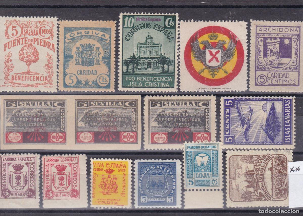 Sellos: FC-116-GUERRA CIVIL . Lote 15 VI&Ntilde;ETAS Nuevas ** Sin Fijasellos