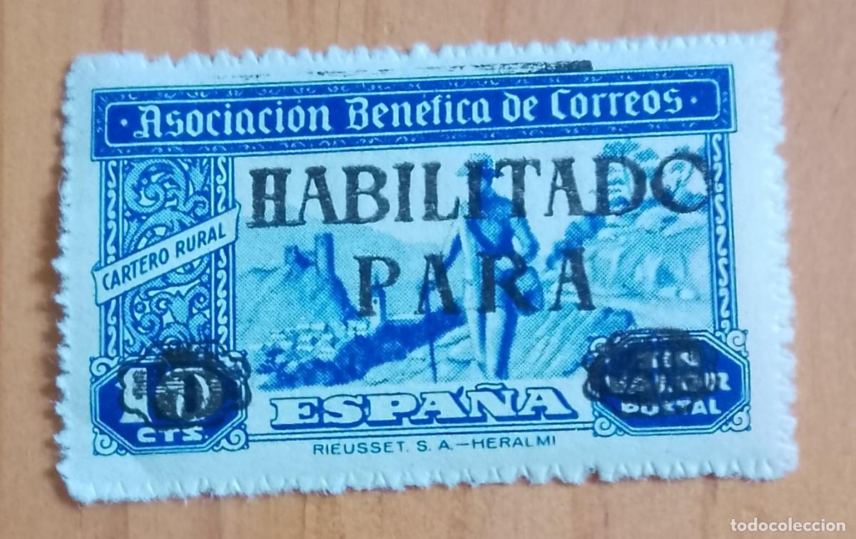 Sellos: 10 CTS - ASOCIACI&Oacute;N BEN&Eacute;FICA DE CORREOS - CARTERO RURAL - EN NEGRO: HABILITADO PARA