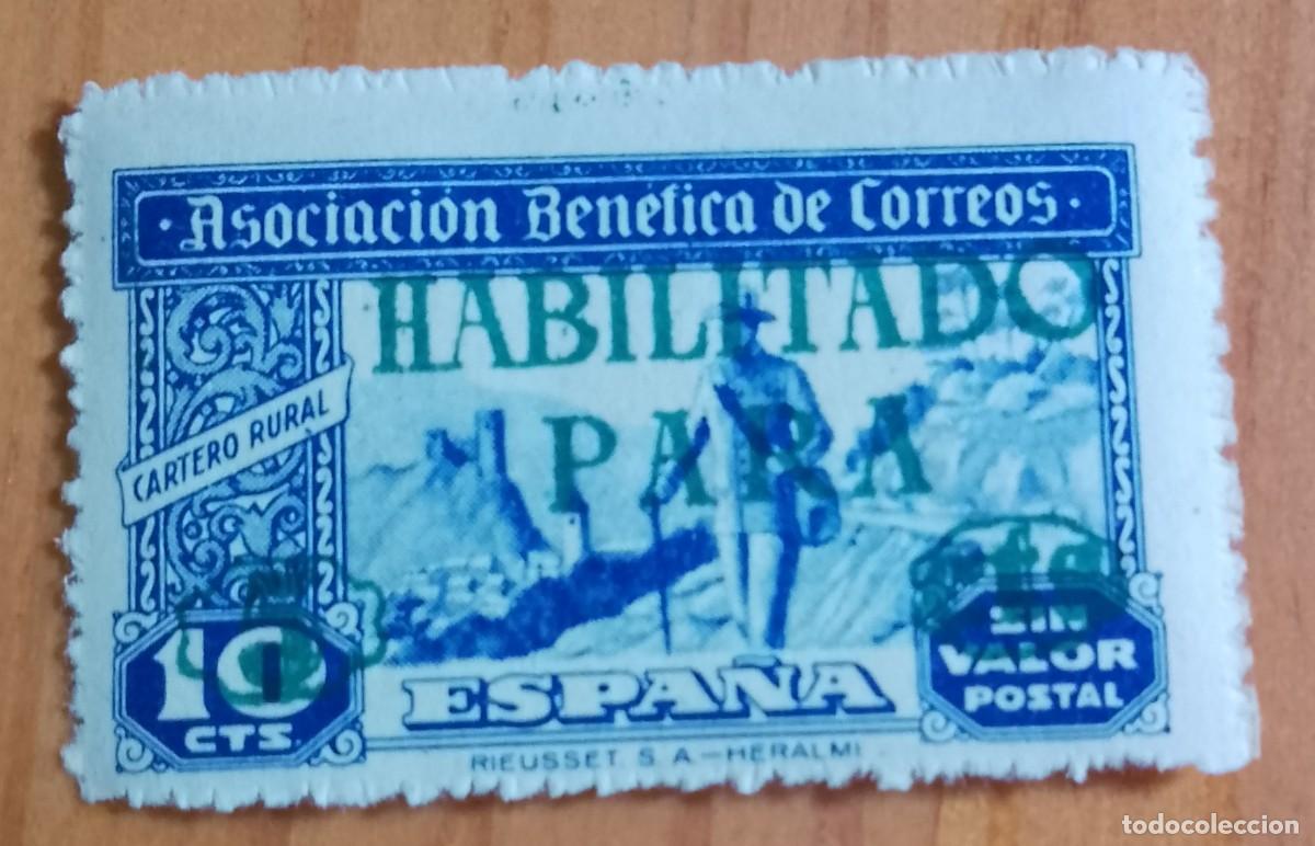 Sellos: 10 CTS - ASOCIACI&Oacute;N BENEFICA DE CORREOS - CARTERO RURAL - EN VERDE: HABILITADO PARA
