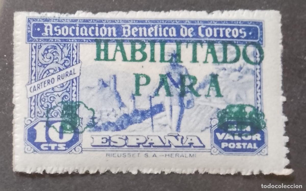 Sellos: 10 CTS. ASOCIACI&Oacute;N BEN&Eacute;FICA DE CORREOS - SIN VALOR POSTAL - HABILITADO PARA (COLOR VERDE).
