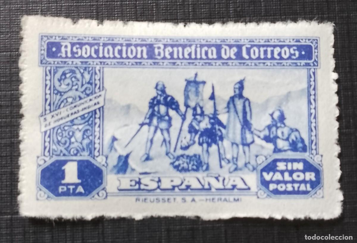 Sellos: 1 pta. ASOCIACI&Oacute;N BEN&Eacute;FICA DE CORREOS - SIN VALOR POSTAL - S. XVI COMUNICACI&Oacute;N DE HOGUERAS - INDIAS