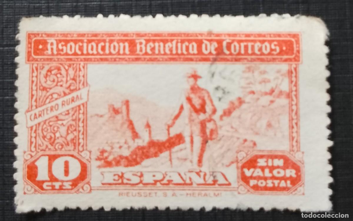 Sellos: 10 CTS - ASOCIACI&Oacute;N BENEFICA DE CORREOS - SIN VALOR POSTAL - CARTERO RURAL