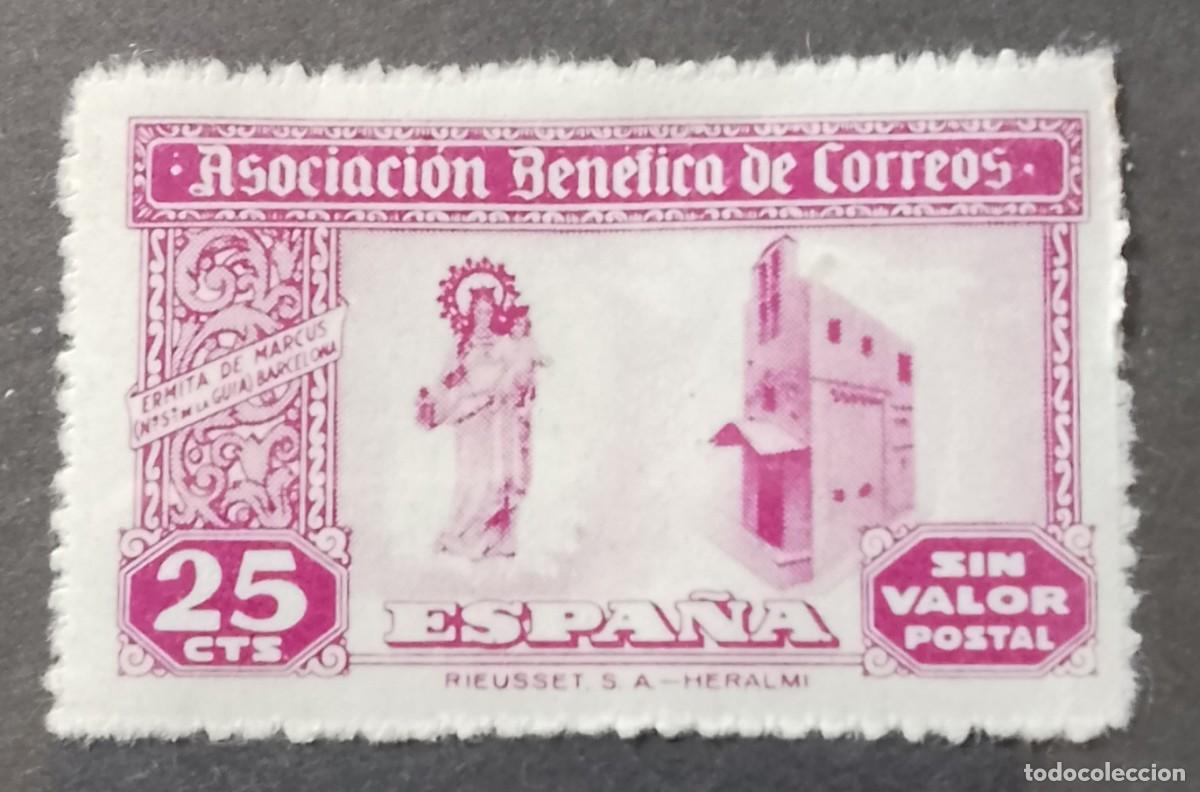 Sellos: 25 CT -ASOCIACI&Oacute;N BEN&Eacute;FICA DE CORREOS-SIN VALOR POSTAL-ERMITA DE MARCUS, N&ordf; S&ordf; DE LA GU&Iacute;A, BARCELONA
