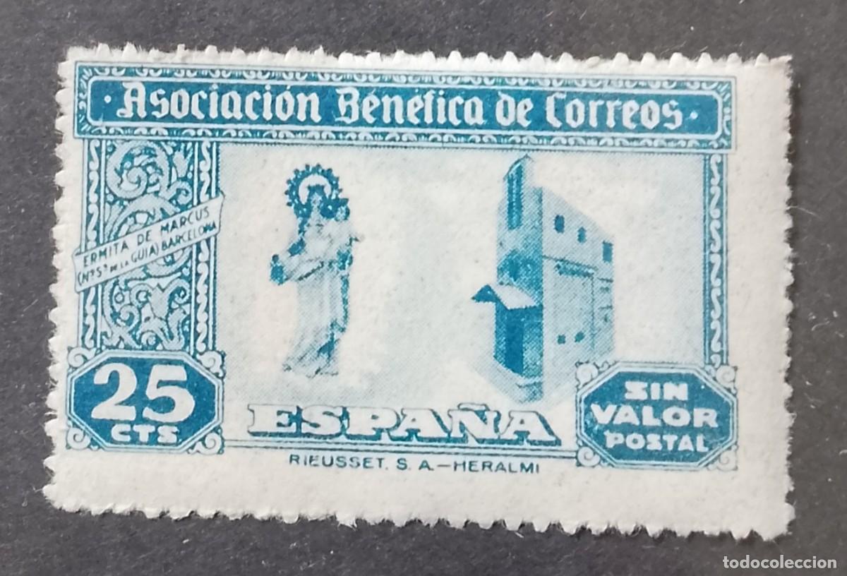 Sellos: 25 CT -ASOCIACI&Oacute;N BEN&Eacute;FICA DE CORREOS-SIN VALOR POSTAL-ERMITA DE MARCUS, N&ordf; S&ordf; DE LA GU&Iacute;A, BARCELONA