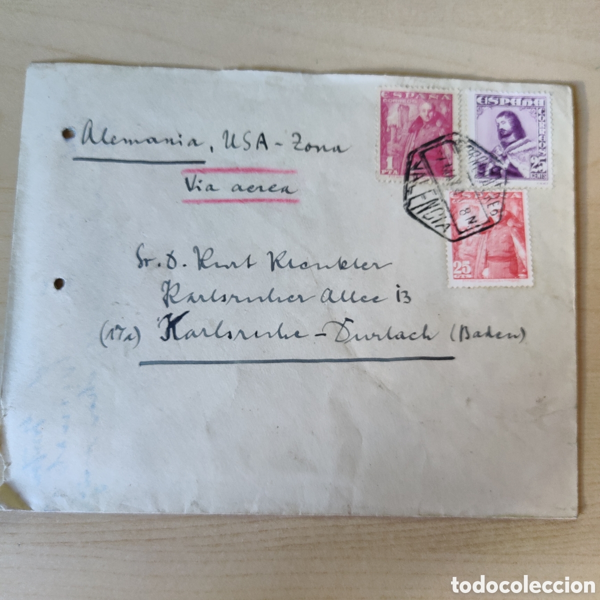 Sellos: Valencia a Alemania via aerea 1949