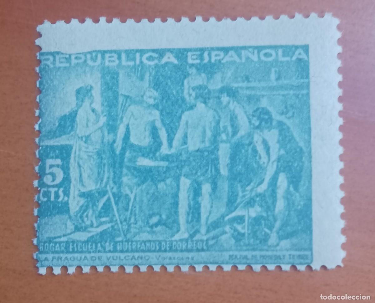 Sellos: 5 CTS - HOGAR ESCUELA DE HU&Eacute;RFANOS DE CORREOS - LA FRAGUA DE VULCANO, VEL&Aacute;ZQUEZ