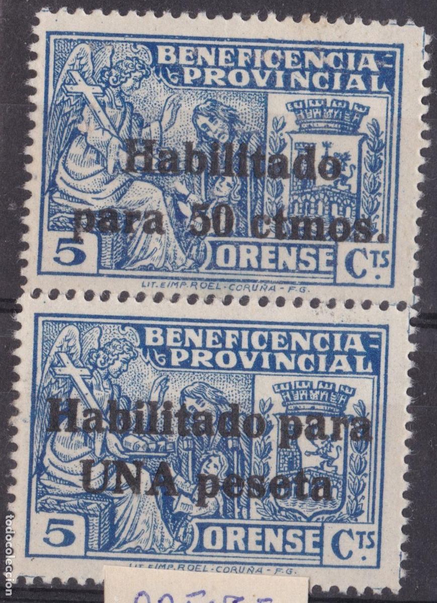 Sellos: AA16- Guerra Civil. Locales /Ben&eacute;ficos . ORENSE 4/5 ** Sin Fijasellos. Perfectos