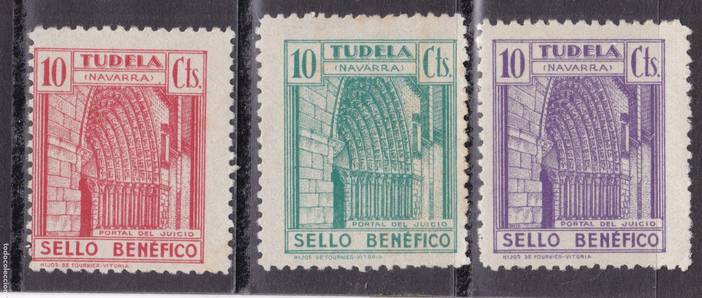 Sellos: AA16- Guerra Civil. Locales /Ben&eacute;ficos . TUDELA Navarra . Sin Goma