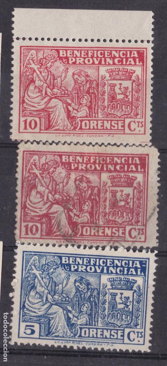 Sellos: FC182-Guerra Civil . Locales / Ben&eacute;ficos . ORENSE 1 , 2 , 2a