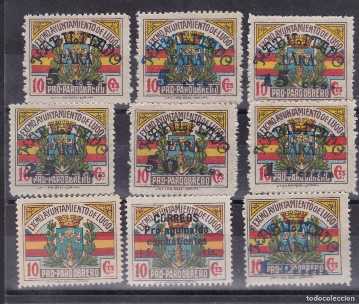 Sellos: FC-285- Guerra Civil . Locales / Ben&eacute;ficos LUGO 9/17 ,* LUJO