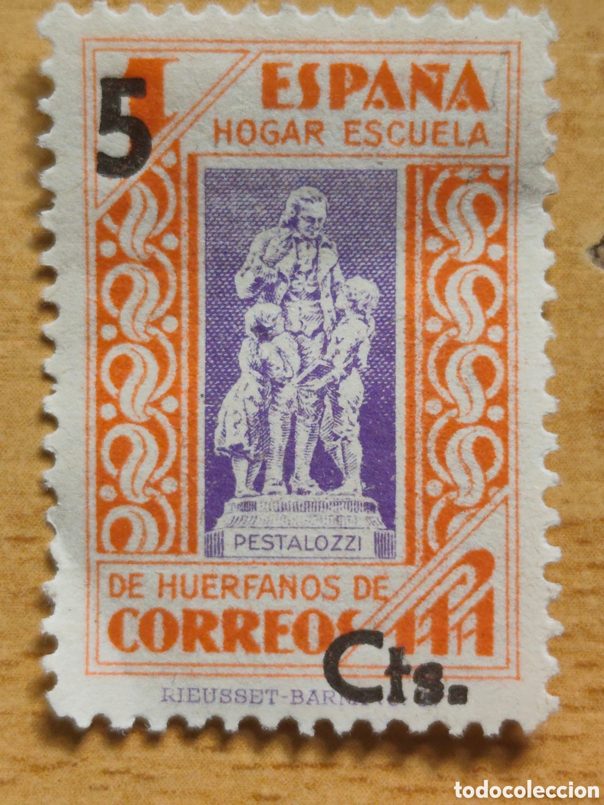 Sellos: sello espa&ntilde;a, hogar escuela huerfanos de correos 1 pta a&ntilde;o 1939. usado. sobrescrito