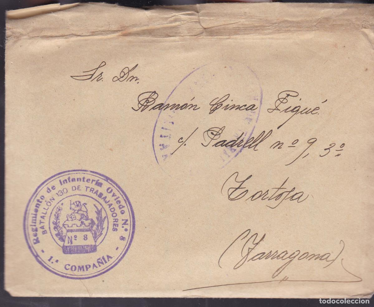 Sellos: HP3-17- Carta PUEBLONUEVO del TERRIBLE C&oacute;rdoba a TORTOSA 1939. Batall&oacute;n 130 de TRABAJADORES