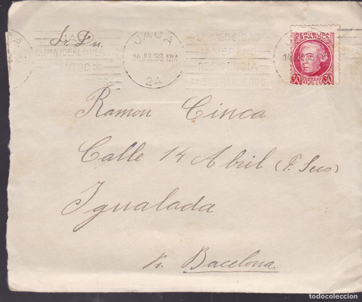 Sellos: HP3-17- Carta Regt&ordm; Infanter&iacute;a 19 /Ametralladoras JACA , 14 Julio 1936. Con Texto