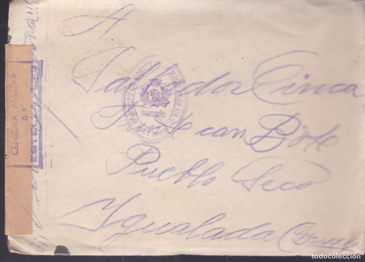 Sellos: HP3-17- Carta Hospital Escolapios ESTELLA Navarra 1939. Marca Hospital y Censura Estella