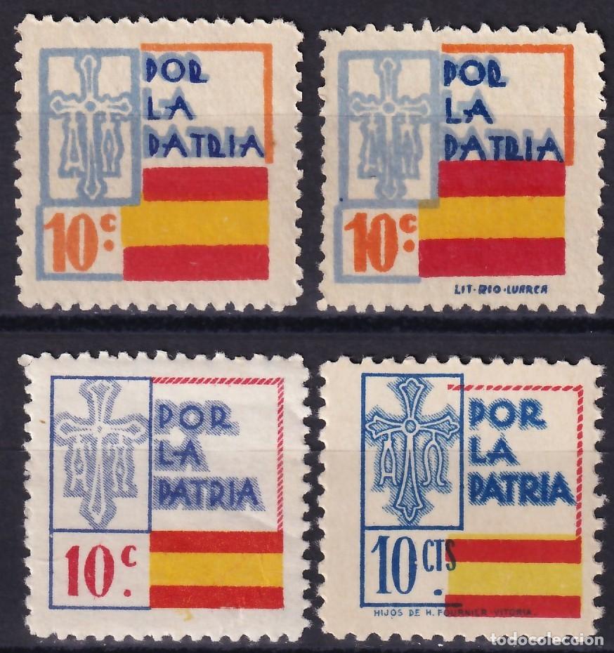 Sellos: ASTURIAS, Falange Espa&ntilde;ola, Pro La Patria, distintos valores