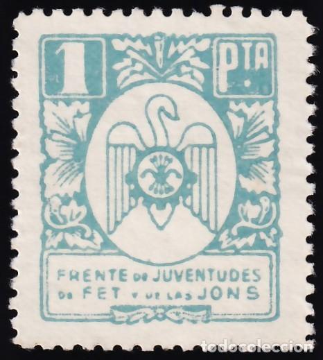 Sellos: Frente de Juventudes de F.E.T. y de las J.O.N.S. 1 pts. azul claro. [NO RESE&Ntilde;ADO.]