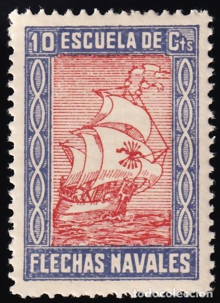 Sellos: Falange Espa&ntilde;ola, Escuela de Flechas Navales, 10 cts, azul y rojo
