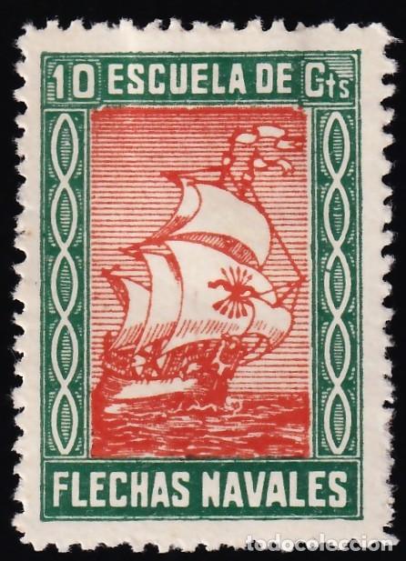 Sellos: Falange Espa&ntilde;ola, Escuela de Flechas Navales, 10 cts. verde y rojo