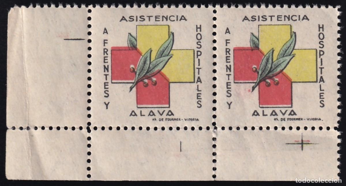 Sellos: ALAVA, Frentes y Hospitales, [Pareja, color rojo desplazado hacia arriba.]