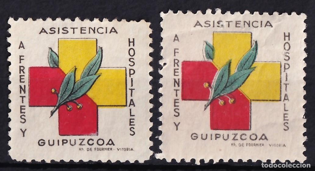 Sellos: Guip&uacute;zcoa, Frentes y Hospitales. distintos tipos