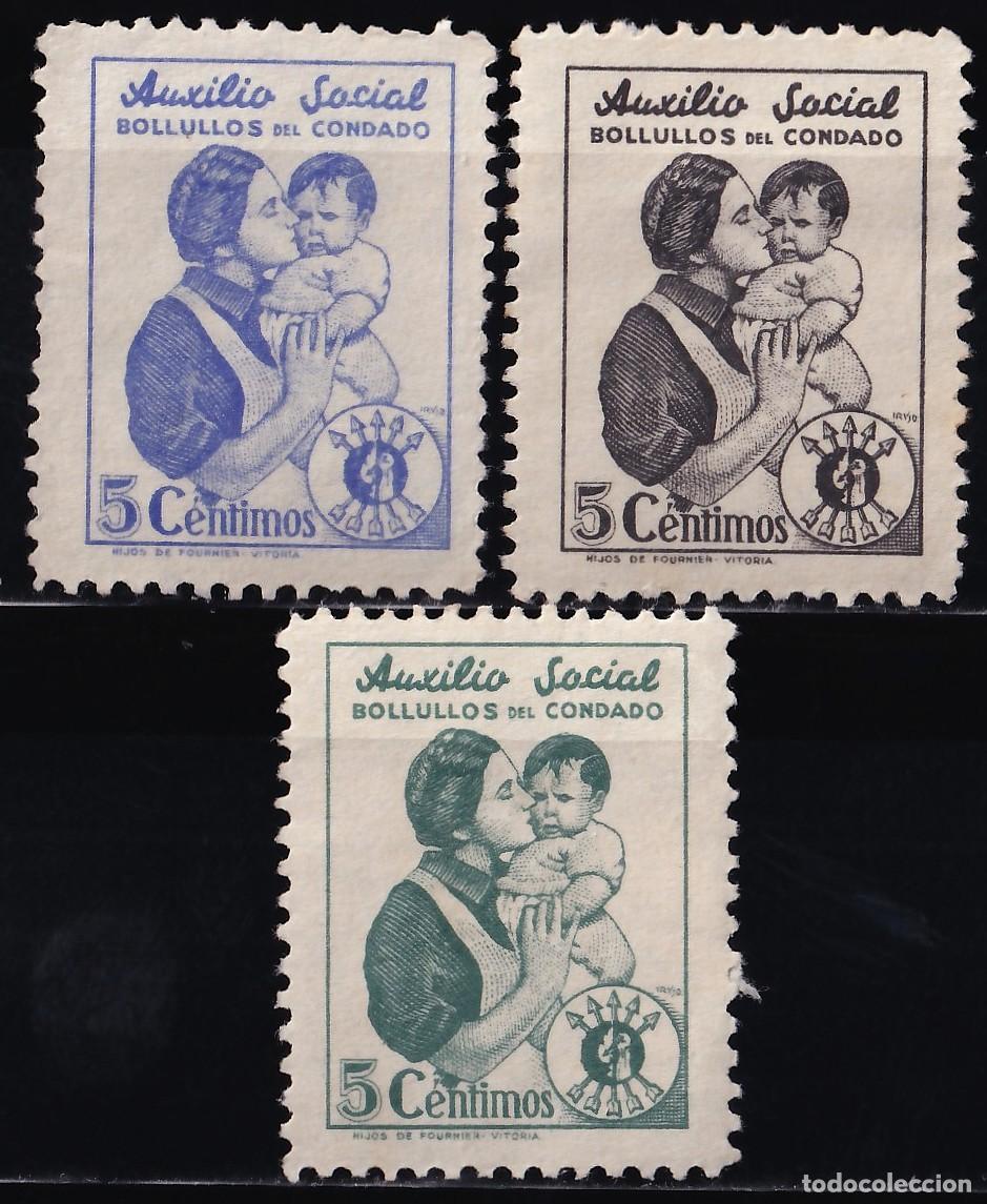 Sellos: Bollullos del Condado (Huelva), Auxilio Social, distintos valores