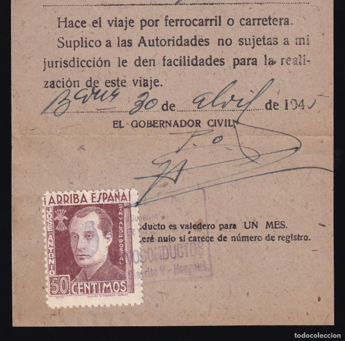 Sellos: Barcelona, Gobierno Civil, Salvoconducto,