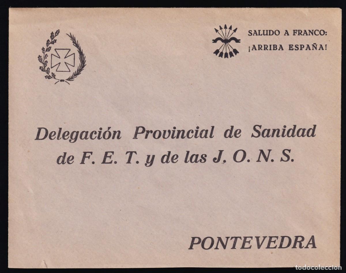 Sellos: Sobre de la Falange, Delegaci&oacute;n Provincial de Sanidad, [sin circular.]