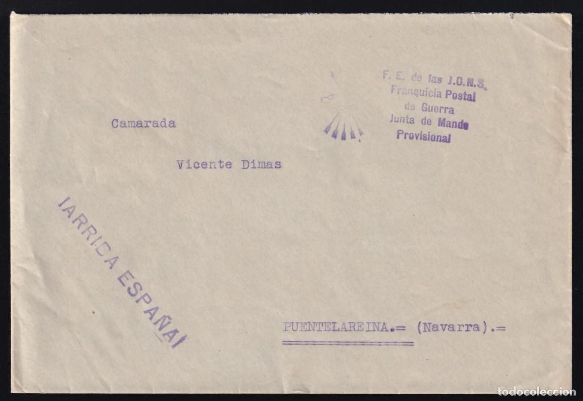 Sellos: Sobre Jefatuta de Mando Provisional, Franquicia Postal &rdquo;F.E de las J.O.N.S&rdquo;