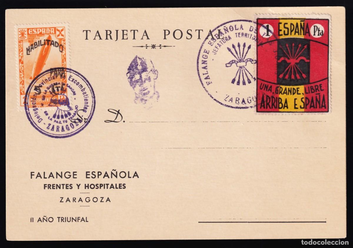 Sellos: Tarjeta Postal, Mat. Especiales, Vi&ntilde;eta de la Falange
