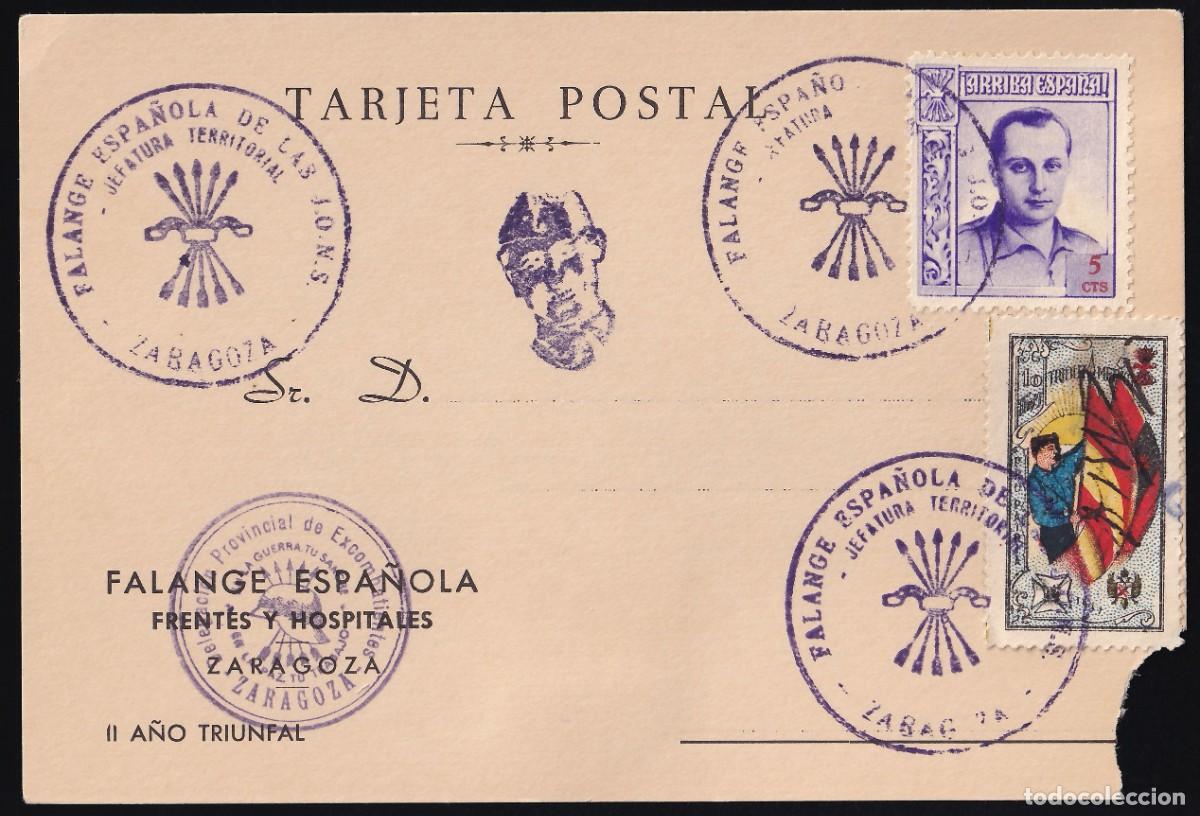 Sellos: Tarjeta Postal, Mat. Especiales, Vi&ntilde;eta de la Falange