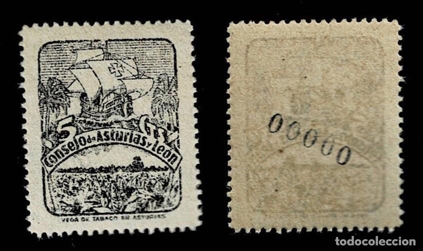 Sellos: 0022-7 Guerra Civil Consejo de Asturias y Le&oacute;n CAMBIOS DE COLOR Fesofi n&ordm; 6 Color NEGRO numeracion