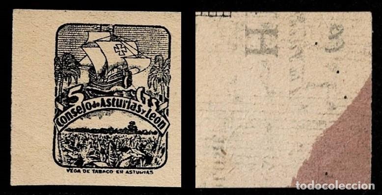 Sellos: 0022-2 Guerra Civil Consejo de Asturias y Le&oacute;n Fesofi n&ordm; 6 PRUEBA SIN DENTAR Pareja en papel GRUES