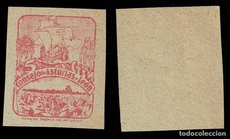 Sellos: 0022-9 Guerra Civil Consejo de ASTURIAS Y LEON PRUEBA SIN DENTAR Fesofi tipo n&ordm; 6 Color ROSA Papel C