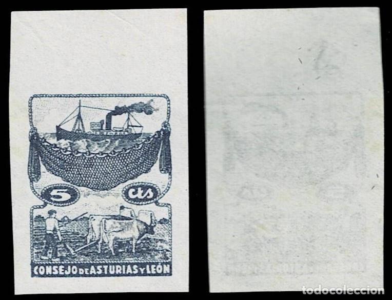 Sellos: 0022-20 Guerra Civil Consejo de Asturias y Le&oacute;n Fesofi n&ordm; 7 PRUEBA SIN DENTAR Color AZUL VIOLETA Pap