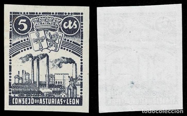 Sellos: 0022-23 Guerra Civil Consejo de Asturias y Le&oacute;n Fesofi n&ordm; 4 PRUEBA SIN DENTAR Color AZUL VIOLETA en