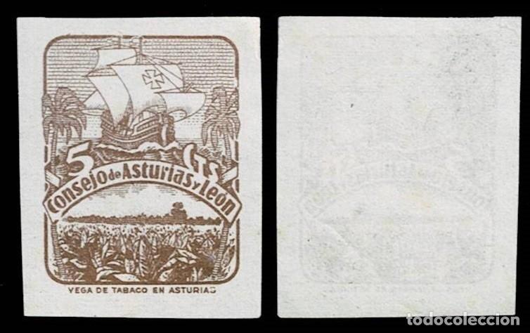 Sellos: 0022-24 Guerra Civil Consejo de Asturias y Le&oacute;n PRUEBA SIN DENTAR Fesofi n&ordm; 6 en Papel BLANCO Sin