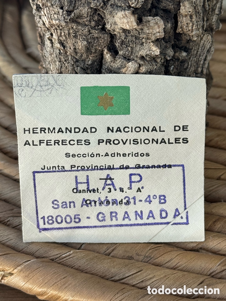 Sellos: Sobre Hermandad Nacional de Alf&eacute;reces Provisionales &ndash; Junta Provincial de Granada &ndash; HAP