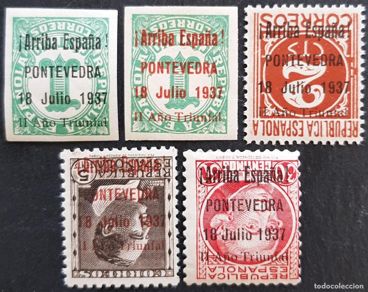 Sellos: Espa&ntilde;a a&ntilde;o 1937 Emisiones Locales Patri&oacute;ticas Pontevedra MNH sobrecarga invertida