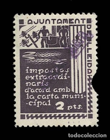 Sellos: GG-797 Guerra Civil LLEIDA IMPOSTOS EXTRAORDINARIS d'acord amb la Carta Municipal Fesofi n&ordm; 14 Valo