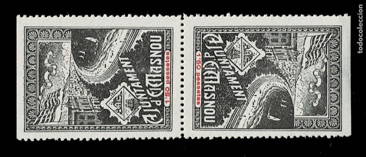 Sellos: GG-545 Guerra Civil AJUNTAMENT D'EL MASNOU Fesofi n&ordm; 41pvc (PAREJA VERTICAR CAPICUA) Valor 1.50 Pess